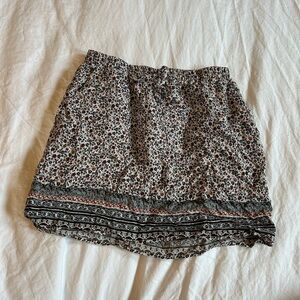 Skies Are Blue Floral Skirt with Black and Red Accents